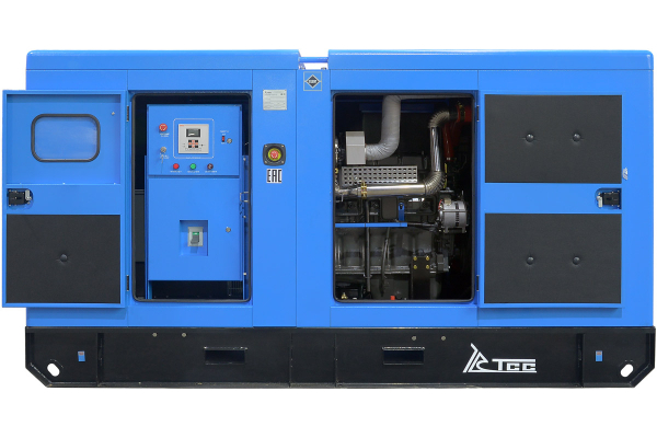 Дизельный генератор ТСС ЭД-150-Т400 в шумозащитном кожухе на прицепе 025139 2-х тактный фото