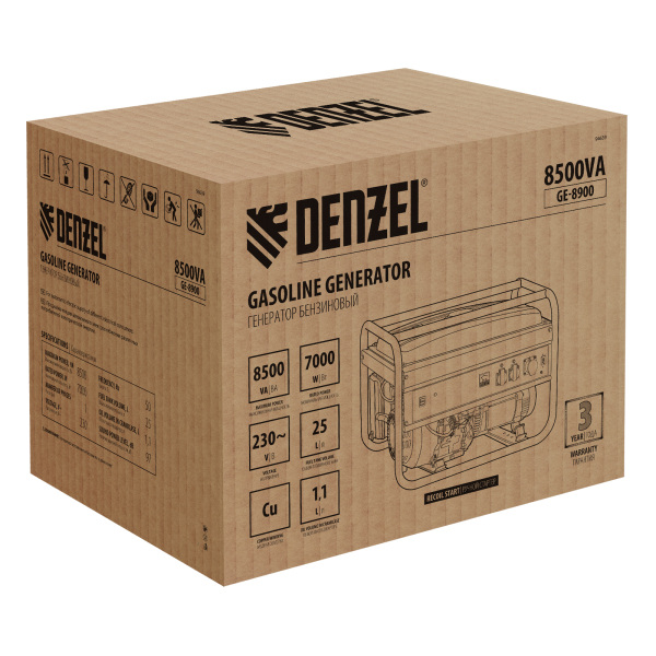 Бензиновый генератор DENZEL GE 8900 портативный фото