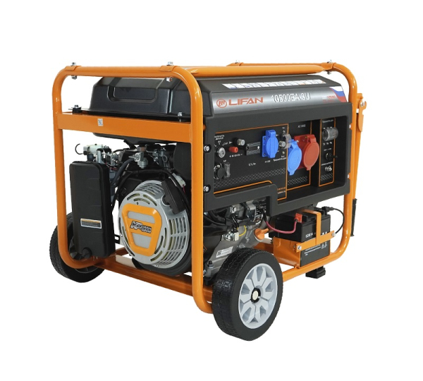 Бензиновый генератор Lifan 10500EA-3U с датчиком моточасов (с мощн без огранич при 1-но и 3-х фазном режиме) переносной фото